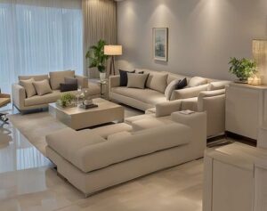 7 Seater Contemporary Corner Sofa Set with Ottoman