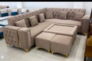 7 Seater Contemporary Corner Sofa Set with Ottoman
