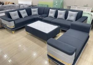 7 Seater Contemporary Corner Sofa Set with Ottoman