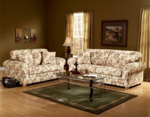 Cottage Style English Roll Arm Sofa Set