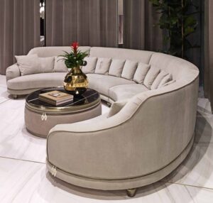 Curved Sofaset with Contrast Piping