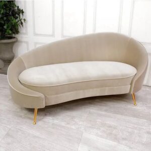 Curved Velvet Sofa Set with Gold Accents