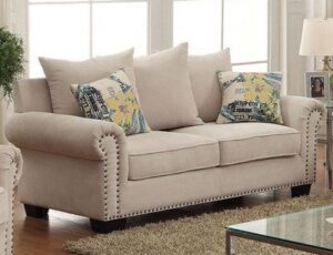 English Roll Arm Sofaset with Nailhead Trim