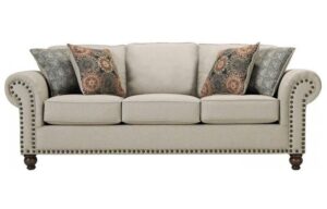 English Roll Arm Sofaset with Nailhead Trim