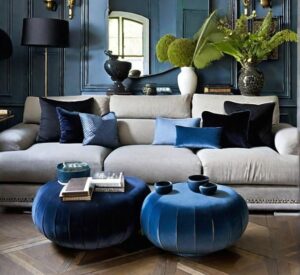 English Roll Arm Sofaset with Ottoman