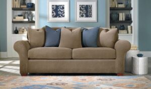 Gold Accented English Roll Arm Sofaset