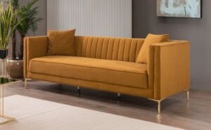 Gold Accented English Roll Arm Sofaset