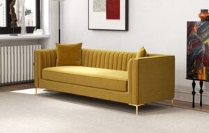 Gold Accented English Roll Arm Sofaset