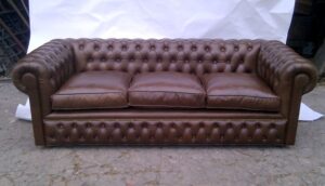 Leather Chesterfield English Roll Arm Sofaset