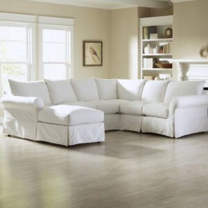 Linen Upholstered English Roll Arm Sectional for Casual Elegance