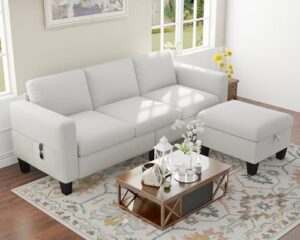Linen Upholstered English Roll Arm Sectional for Casual Elegance
