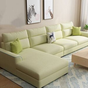 Modern Curved Leather Sofa with Adjustable Headrests