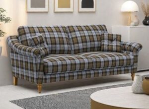 Plaid Patterned Conversation Sofaset