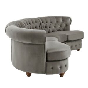 Retro-Inspired Curved Sofa with Tufted Back