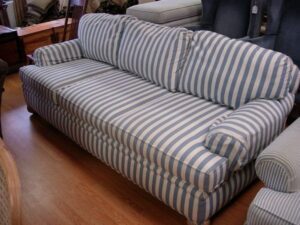 Striped Upholstery English Roll Arm Sofa