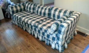 Striped Upholstery English Roll Arm Sofa