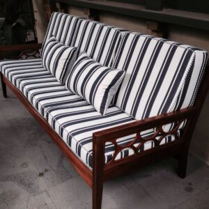 Striped Upholstery English Roll Arm Sofa