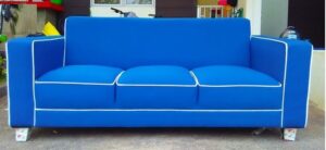 Striped Upholstery English Roll Arm Sofa