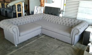 Tufted Linen English Roll Arm Sectional