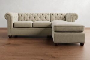 Tufted Linen English Roll Arm Sectional