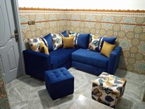 Minimalist 2-Seater Fabric L-Shaped Sectional Sofa