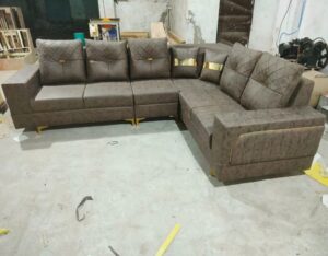 Fabric Upholstered L-Shaped 5-Seater Sectional Sofaset