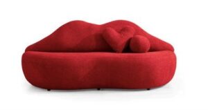 2-Seater Lip-Shaped Upholstered Loveseat Sofa
