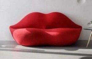 2-Seater Lip-Shaped Upholstered Loveseat Sofa