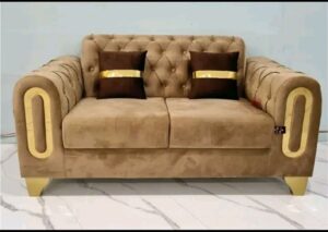 2-Seater Tufted Fabric Loveseat
