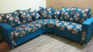 Velvet L-Shaped 5-Seater Sectional Sofaset