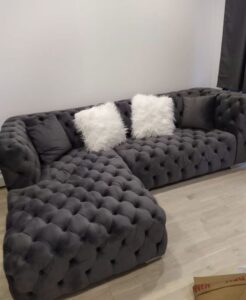 5 Seater Tufted Back L-Shaped Chesterfield Sofaset