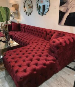 5 Seater Beige L-Shaped Chesterfield Sofaset
