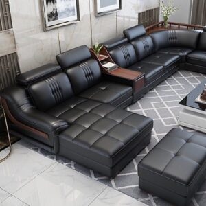 Sectional L-Shaped Sofa with Adjustable Headrests