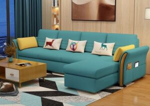 5 Seater Fabric Upholstered L-Shaped Sofaset