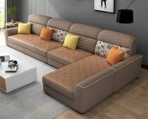 5 Seater Fabric Upholstered L-Shaped Sofaset