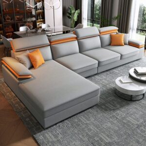5-Seater Faux Leather L-Shaped Sofaset