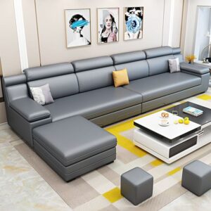 5-Seater Faux Leather L-Shaped Sofaset