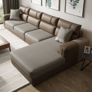 5-Seater Faux Leather L-Shaped Sofaset