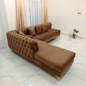 5-Seater Linen Blend L-Shaped Chesterfield Sofaset