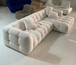 5-Seater Linen Blend L-Shaped Chesterfield Sofaset