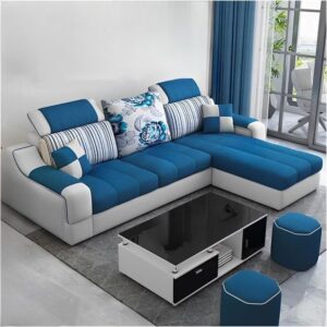 3 Seater L-Shaped Modular Sofaset Linen Fabric