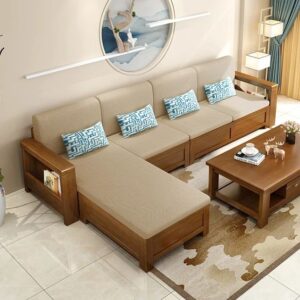 5 Seater Wooden Frame L-Shaped Sofaset