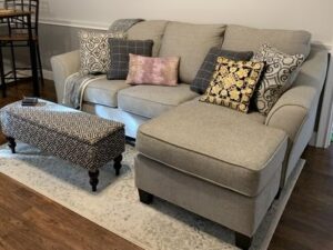 Velvet Upholstery L-Shaped Sofa 3 seater