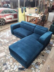 Minimalist 2-Seater Fabric L-Shaped Sectional Sofa