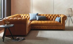 Charcoal Grey L-Shaped Chesterfield Sofaset