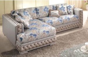 Charcoal Grey L-Shaped Chesterfield Sofaset