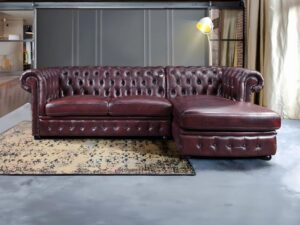 Charcoal Grey L-Shaped Chesterfield Sofaset