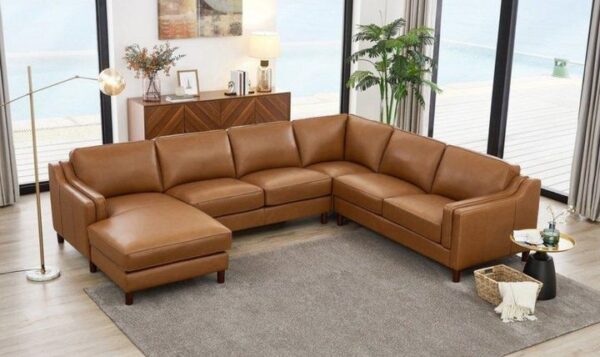 Classic Leather L-Shaped 5-Seater Sectional Sofaset