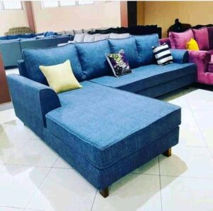 Velvet L-Shaped 5-Seater Sectional Sofaset