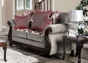 2-Seater Floral Print Loveseat with Rolled Arms
